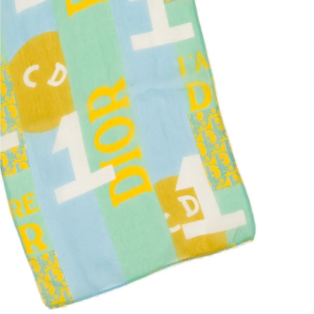 VTG Christian Dior 2005 J’adore Silk Monogram Logo Neck Scarf Bag Twilly